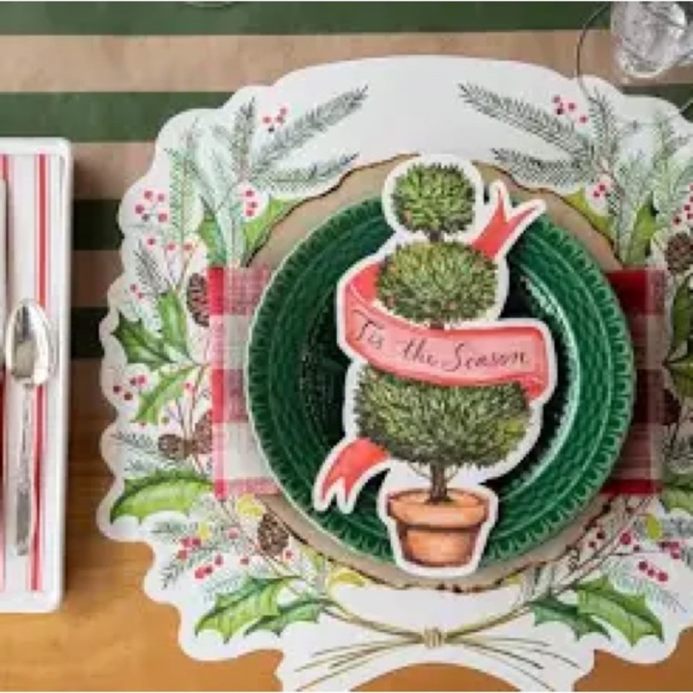 Hester and Cook DIE-CUT CHRISTMAS SPRIGS PLACEMAT pack of 12 - Picture 2 of 6